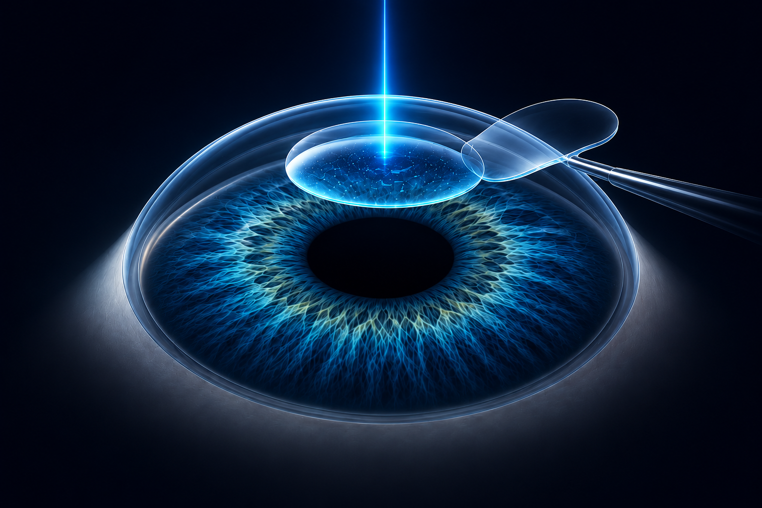 Femto-LASIK treatment with laser and corneal lens