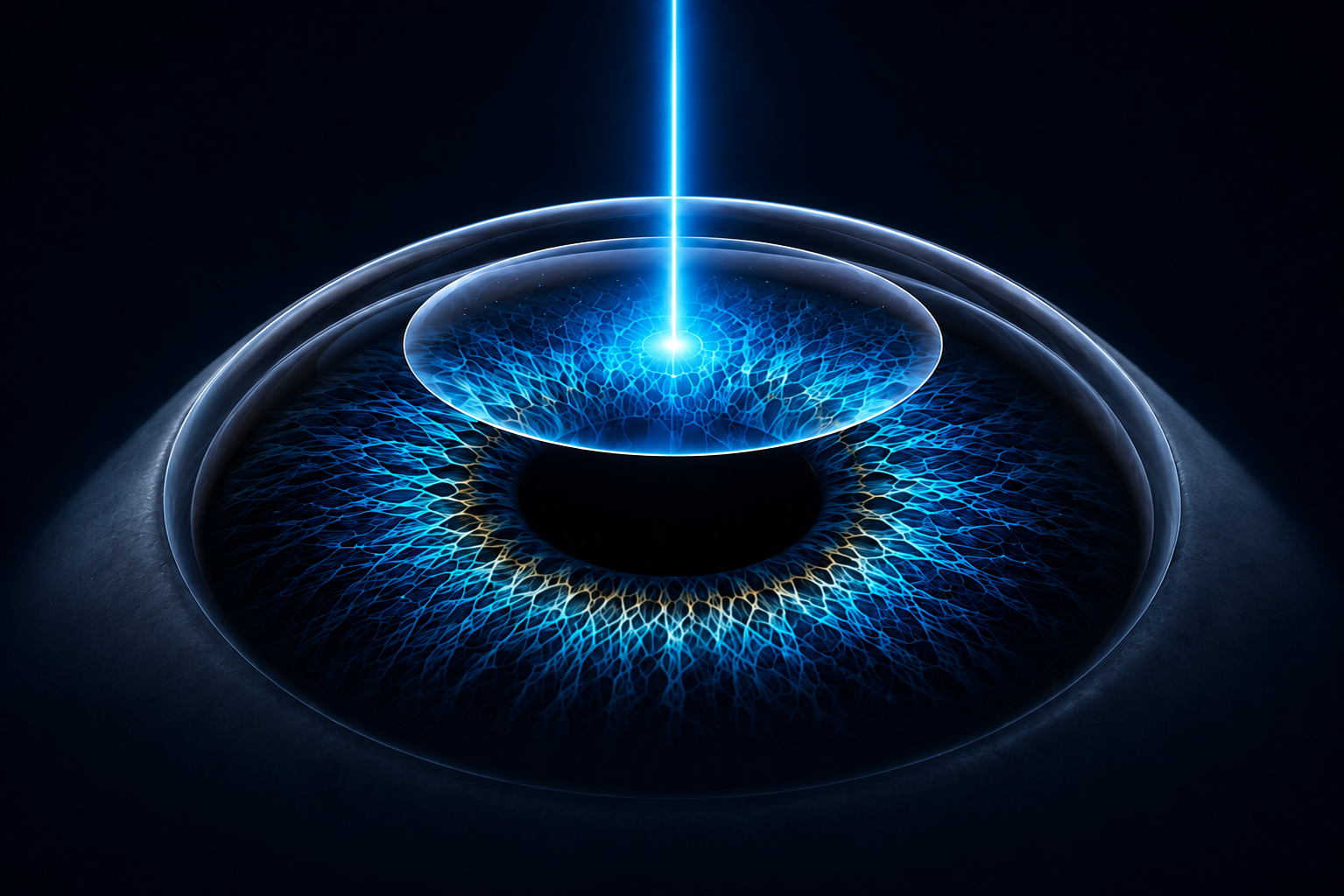 3D render of laser surface treatment on the cornea